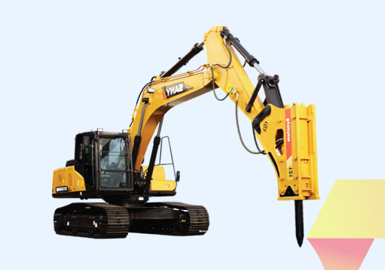 Excavator with Rock Breaker